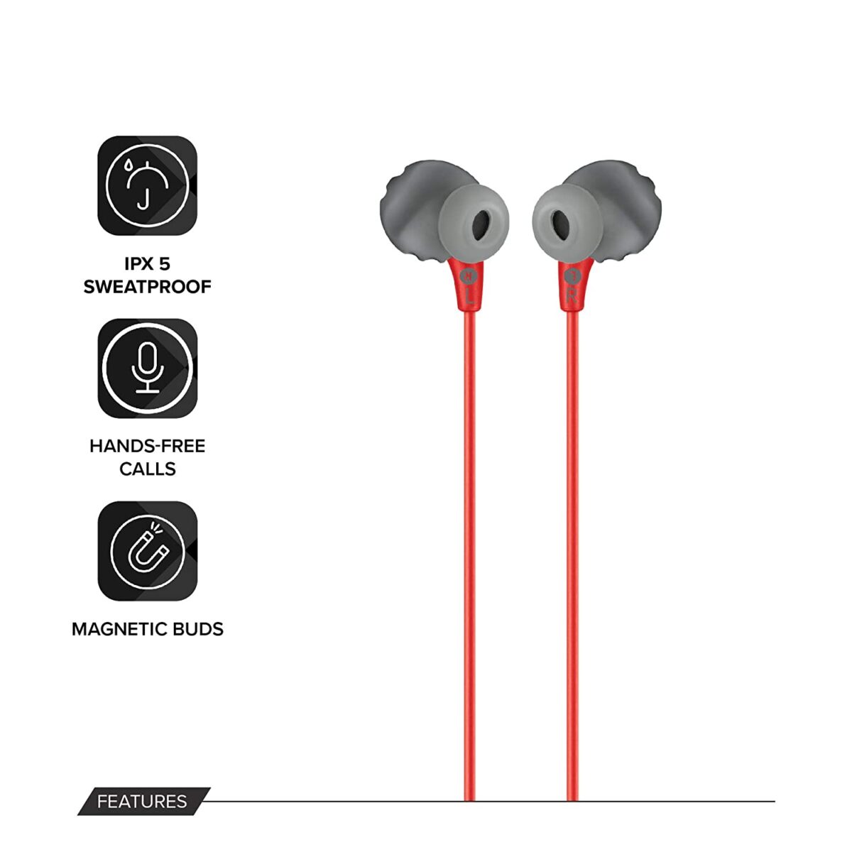 JBL Endurance Run, Sports in Ear Wired Earphones (Red) - Image 4