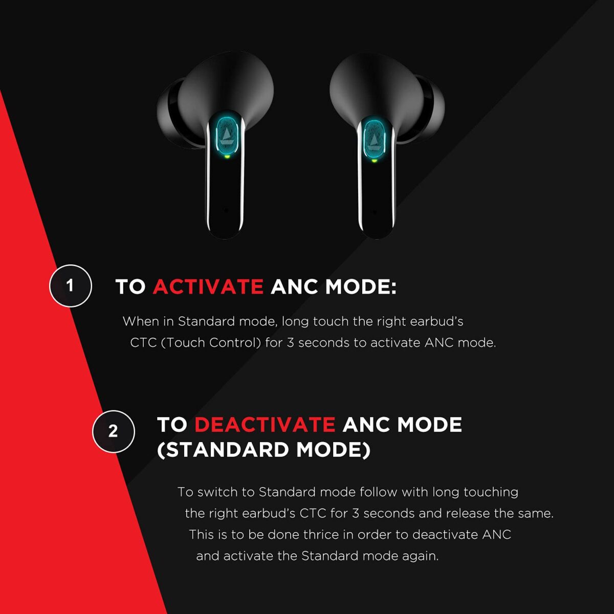 boAt Airdopes 701ANC Hybrid Truly Wireless Earbuds with Mic(Active Black) - Image 3