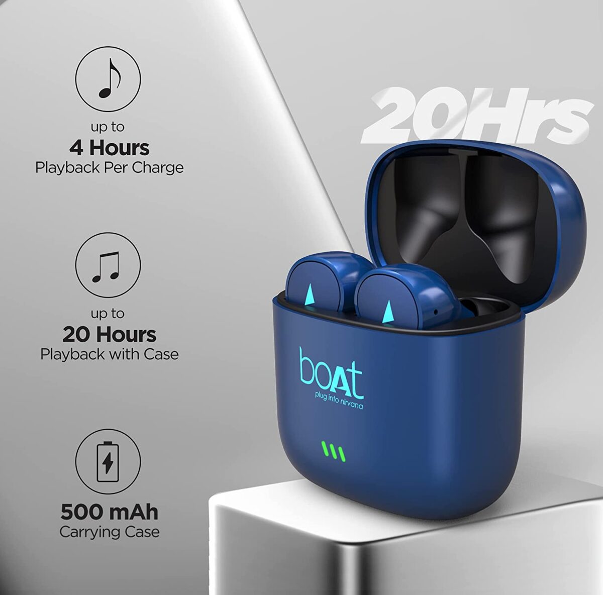 Boat Airdopes 433 Twin Wireless Ear-Buds with Mic(Blue) - Image 6