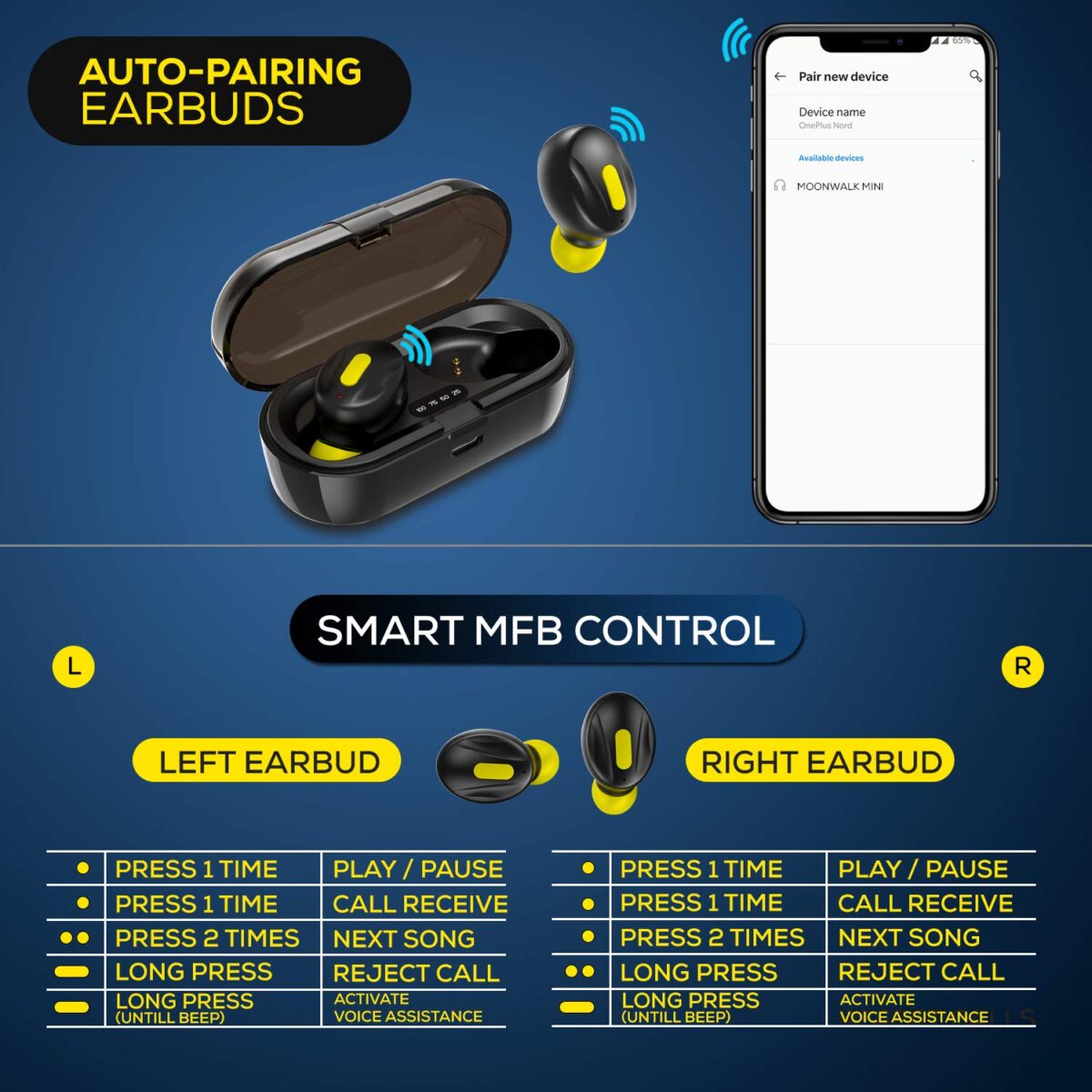 WeCool Moonwalk Mini Earbuds (with Magnetic Charging Case) - Image 3