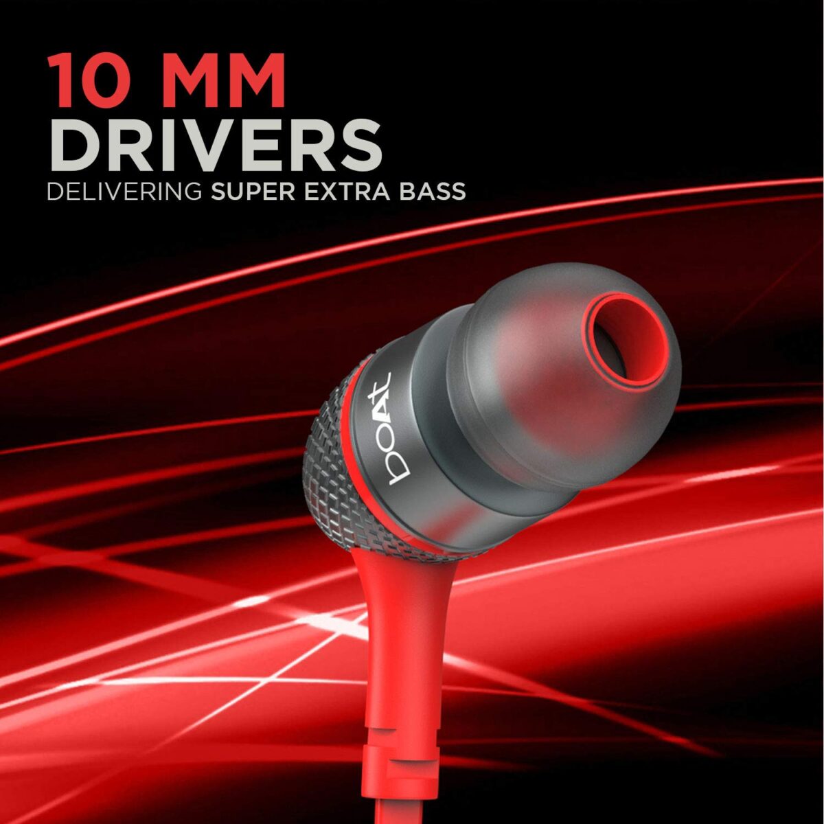 boAt BassHeads 225 in-Ear Wired Earphones with Super Extra Bass Wired Headset  (Red) - Image 5