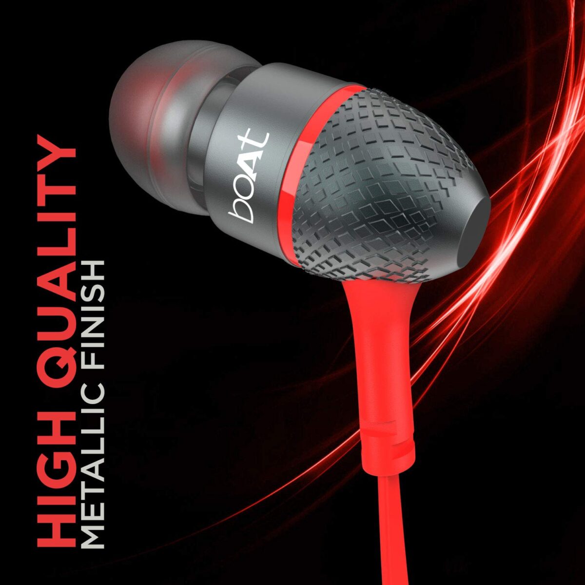 boAt BassHeads 225 in-Ear Wired Earphones with Super Extra Bass Wired Headset  (Red) - Image 4