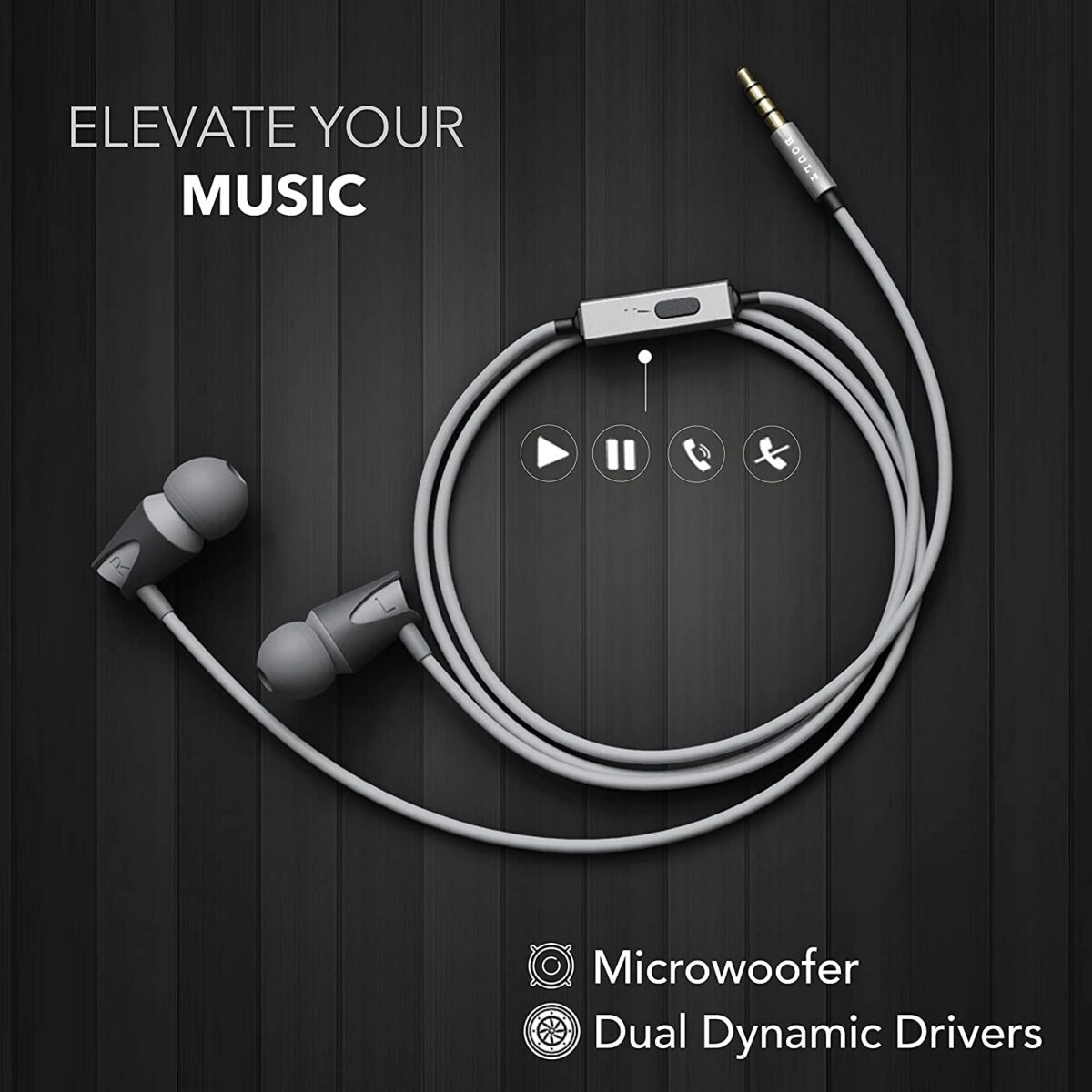 Boult Audio BassBuds Storm in-Ear Wired Earphones (Grey) - Image 5