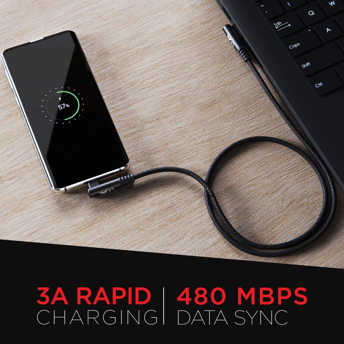 boAt Micro USB L70 Cable Black, (3A Fast Charging & 480 Mbps Data Sync) - Image 4