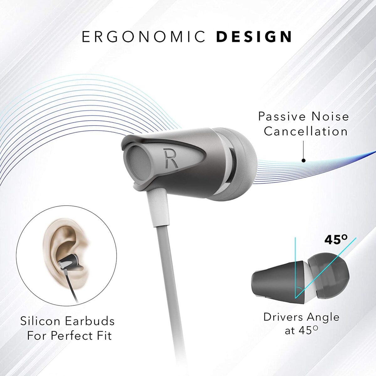 Boult Audio BassBuds Storm in-Ear Wired Earphones (Grey) - Image 3