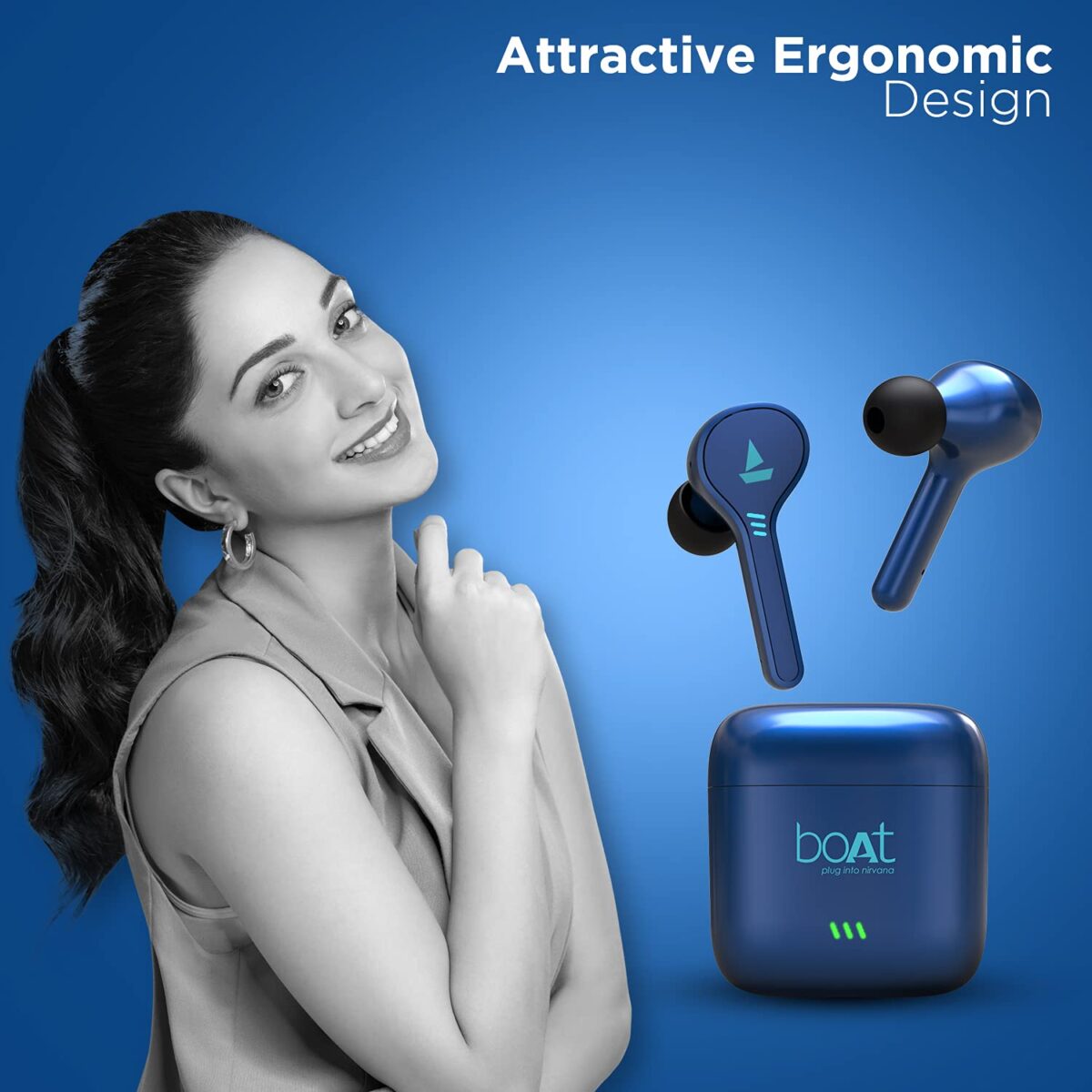 Boat Airdopes 433 Twin Wireless Ear-Buds with Mic(Blue) - Image 5