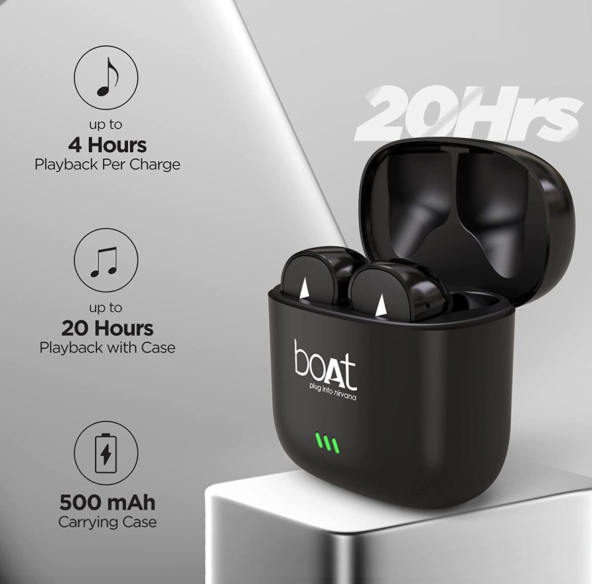 Boat Airdopes 433 Twin Wireless Ear-Buds with Mic(Black) - Image 6