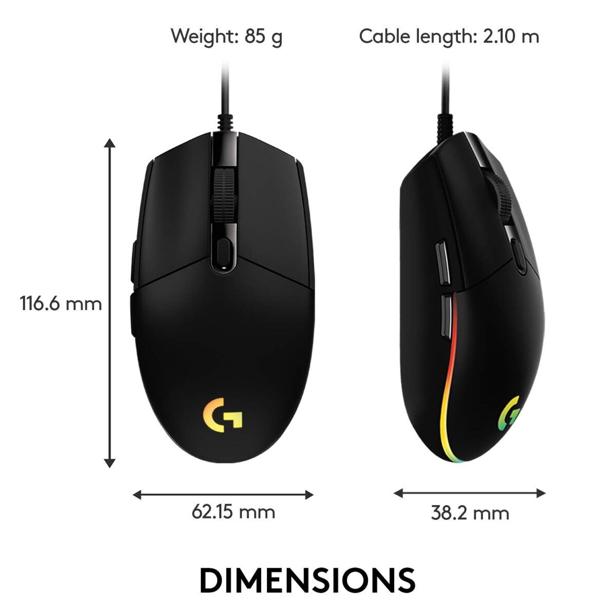 Logitech G102 Light Sync Gaming Mouse (Black) - Image 2