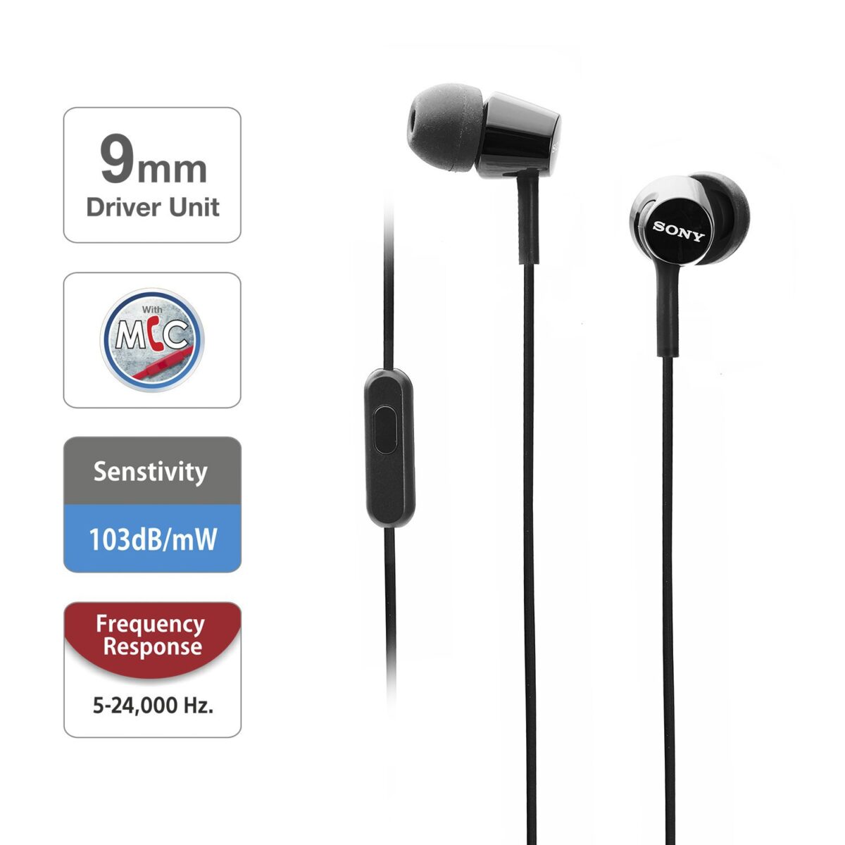 Sony MDR-EX150AP Wired In-Ear Headphones (black) - Image 5