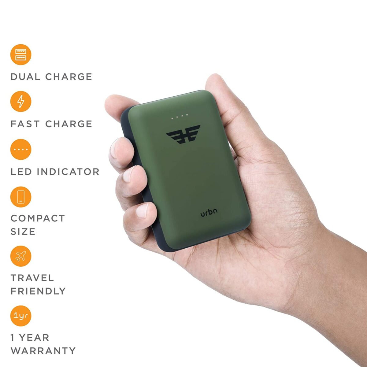 URBN 10000 mAh Li-Polymer Ultra Compact Power Bank with 12W Fast Charge (Camo) - Image 6