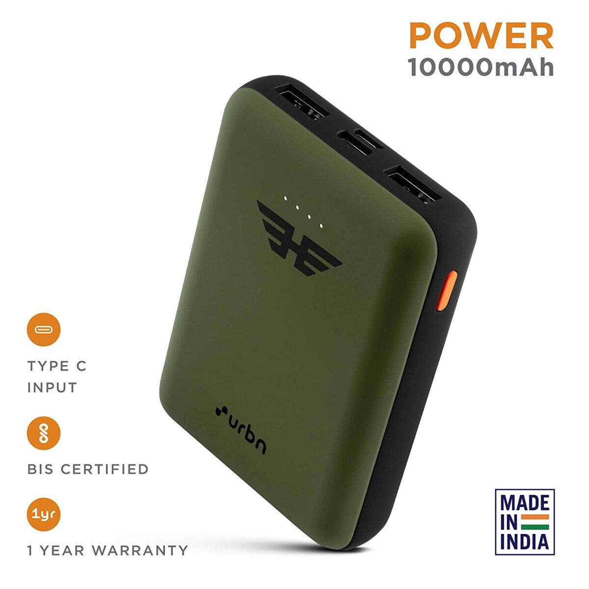 URBN 10000 mAh Li-Polymer Ultra Compact Power Bank with 12W Fast Charge (Camo) - Image 5