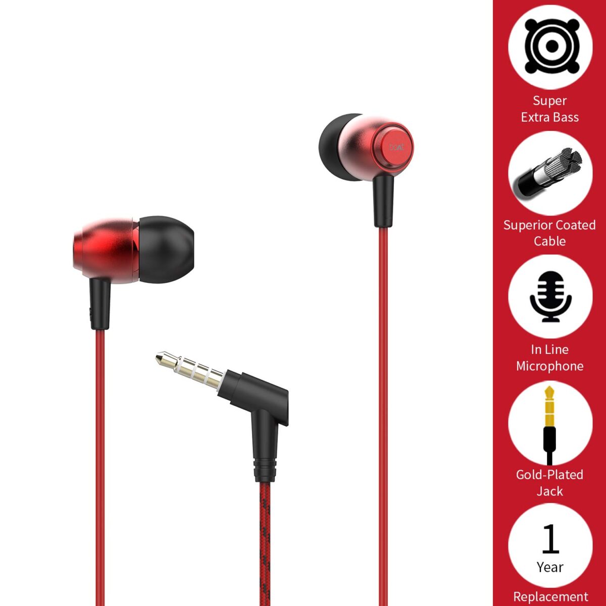 boAt Bassheads 162 in Ear Wired Earphones with Mic(Raging Red) - Image 6
