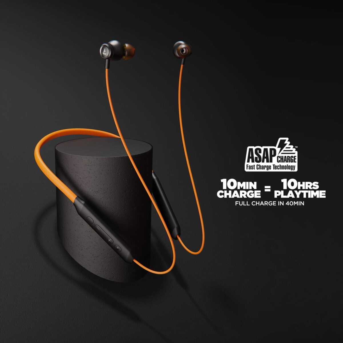 boAt Rockerz 205v2 Wireless Neckband with Mic (Orange) - Image 5
