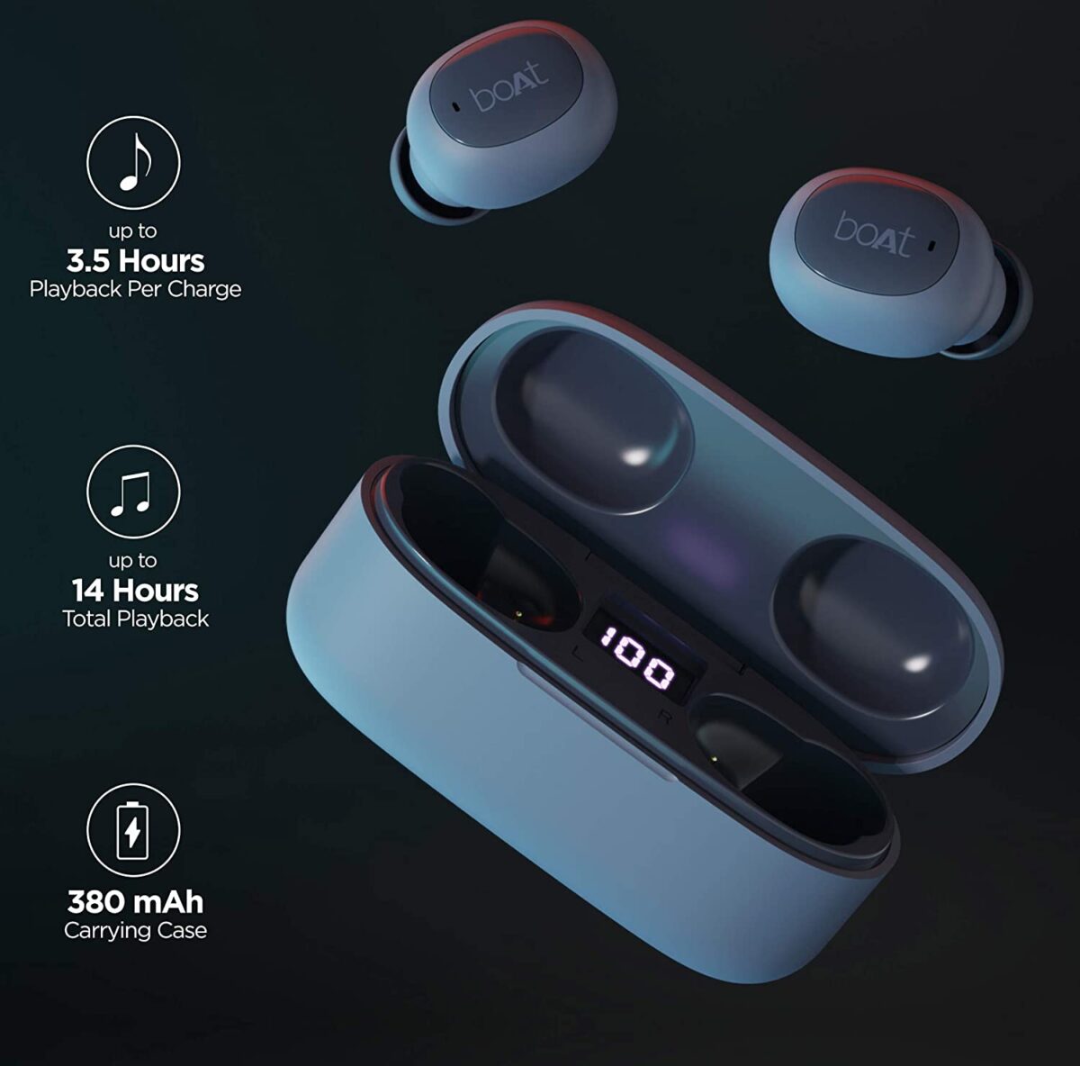 boAt Airdopes 121v2 Bluetooth V5.0 (Midnight Blue) - Image 5