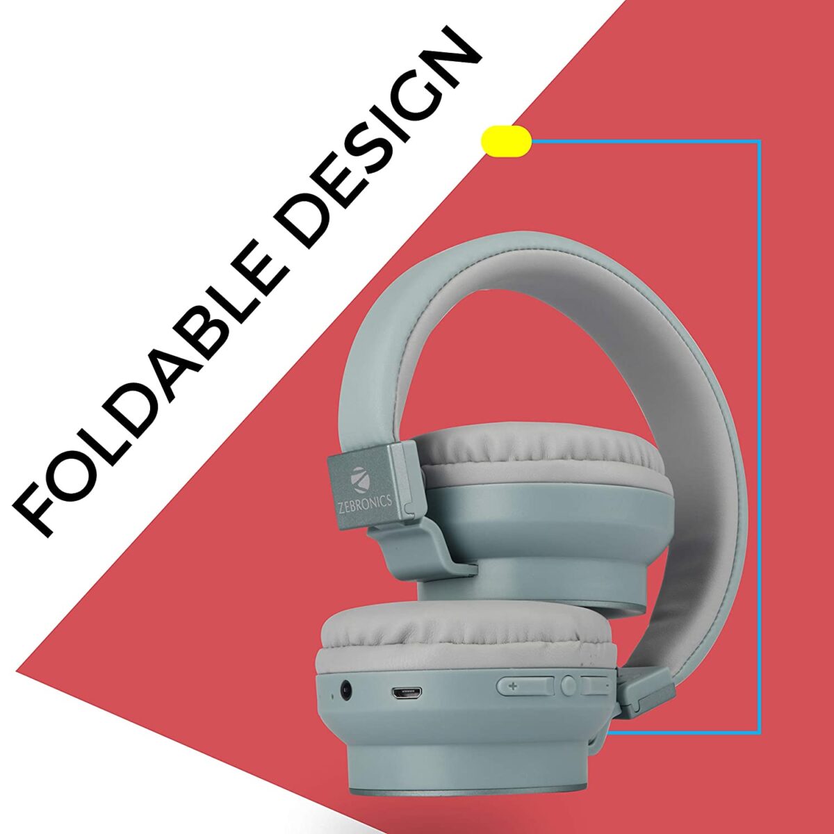 Zebronics Zeb-Bang Foldable Wireless BT Headphone (Green) - Image 6