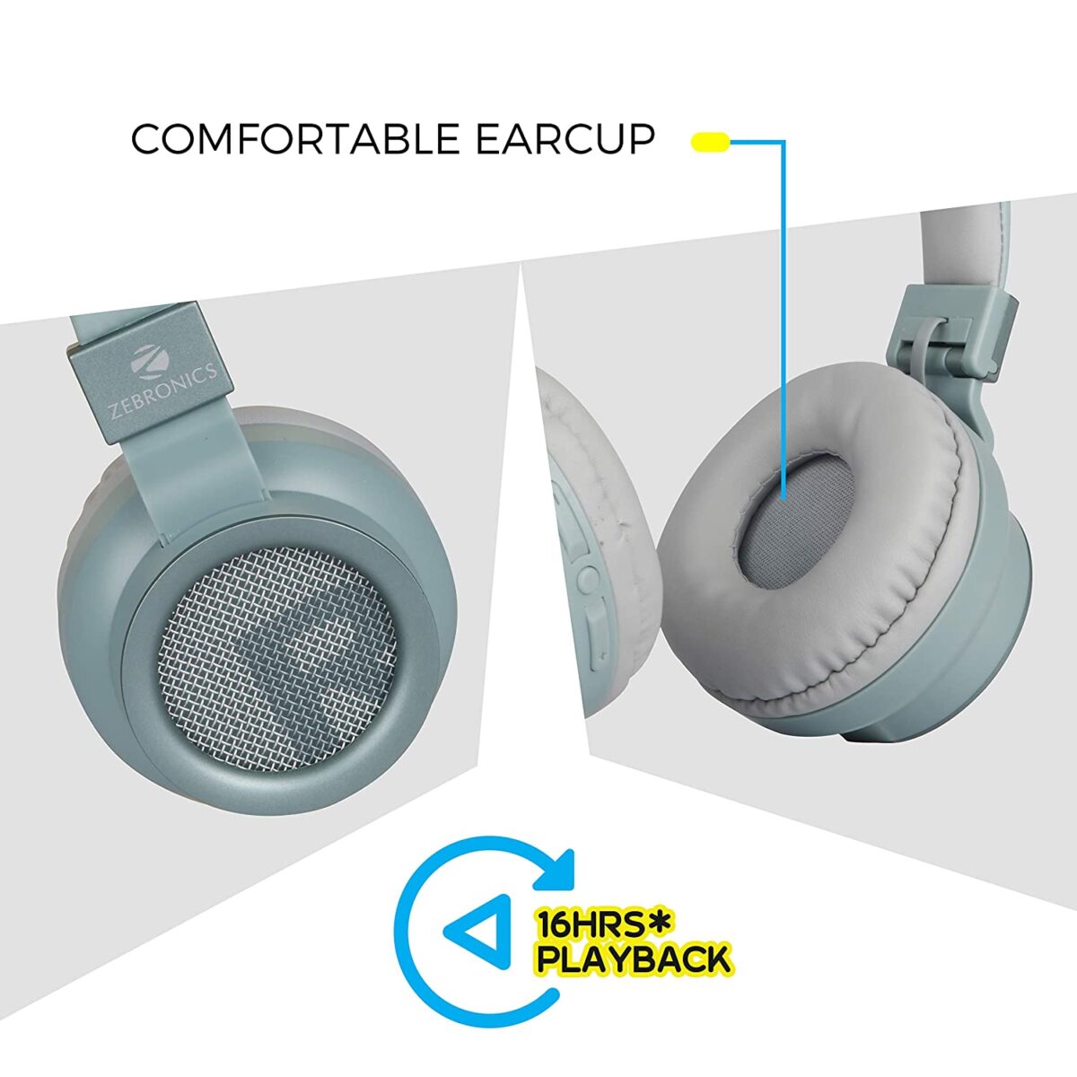 Zebronics Zeb-Bang Foldable Wireless BT Headphone (Green) - Image 3