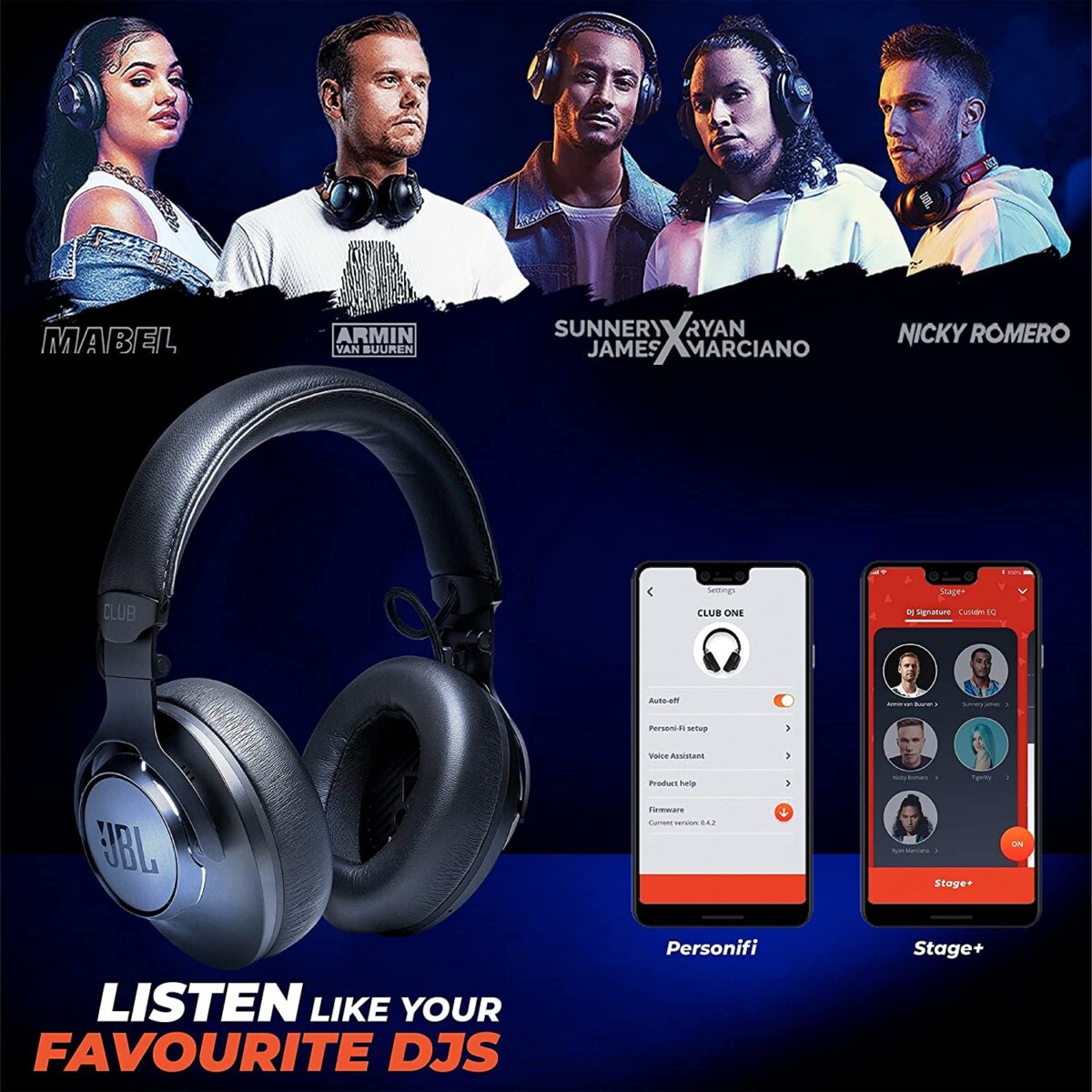 JBL Club One by Harman Wireless Bluetooth Over The Ear Headphone (Black) - Image 5