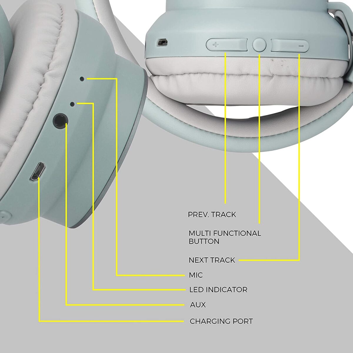 Zebronics Zeb-Bang Foldable Wireless BT Headphone (Green) - Image 4