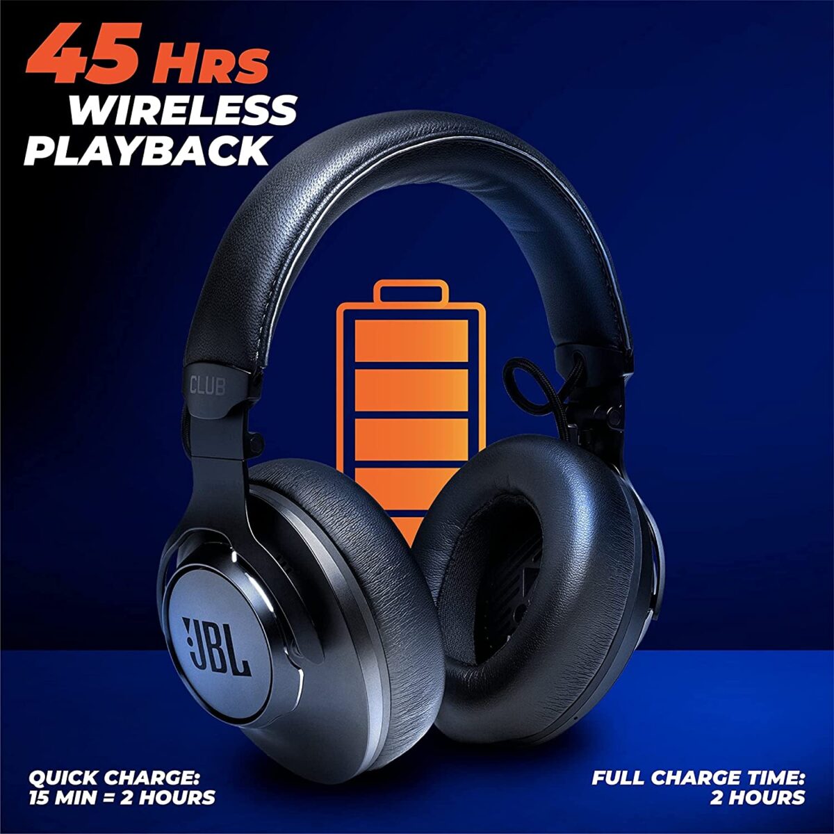 JBL Club One by Harman Wireless Bluetooth Over The Ear Headphone (Black) - Image 2