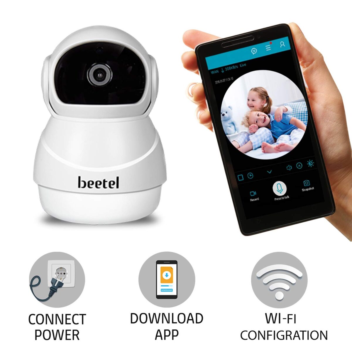 Beetel Wi-Fi 1080p Full HD 360° Smart Security Camera, (White) - Image 5
