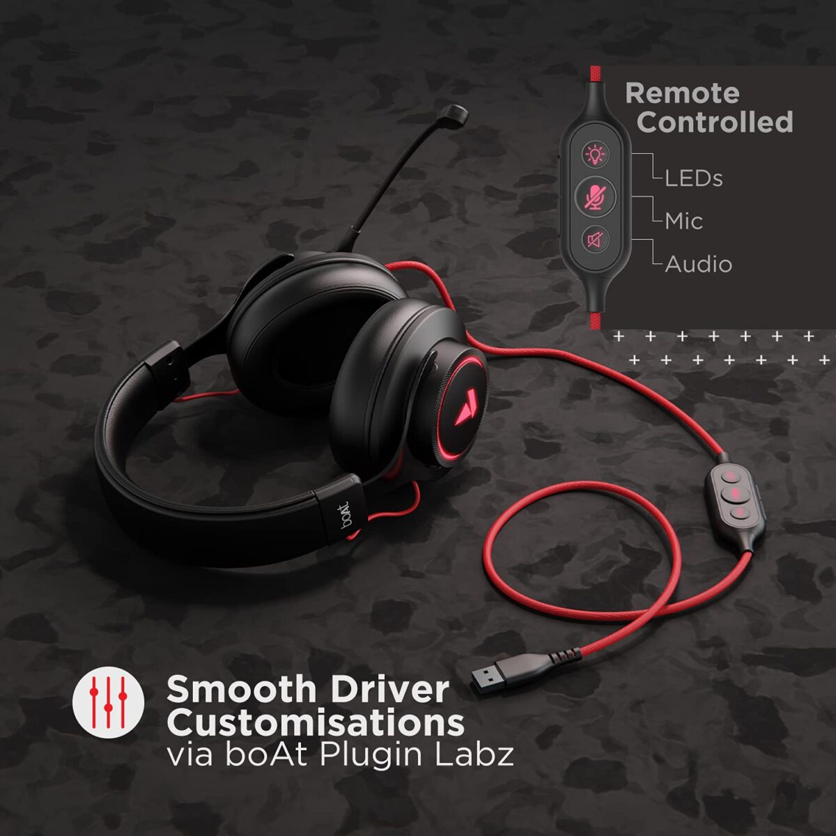 boAt Immortal IM1000D Dual Channel Wired Gaming Headphones (Black Sabre) - Image 3