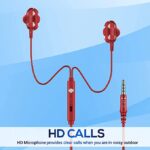 PTron Boom Ultima Dual-Driver Wired Earphones (Red) - Image 2