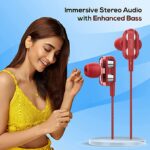 PTron Boom Ultima Dual-Driver Wired Earphones (Red) - Image 3