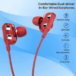 PTron Boom Ultima Dual-Driver Wired Earphones (Red) - Image 4