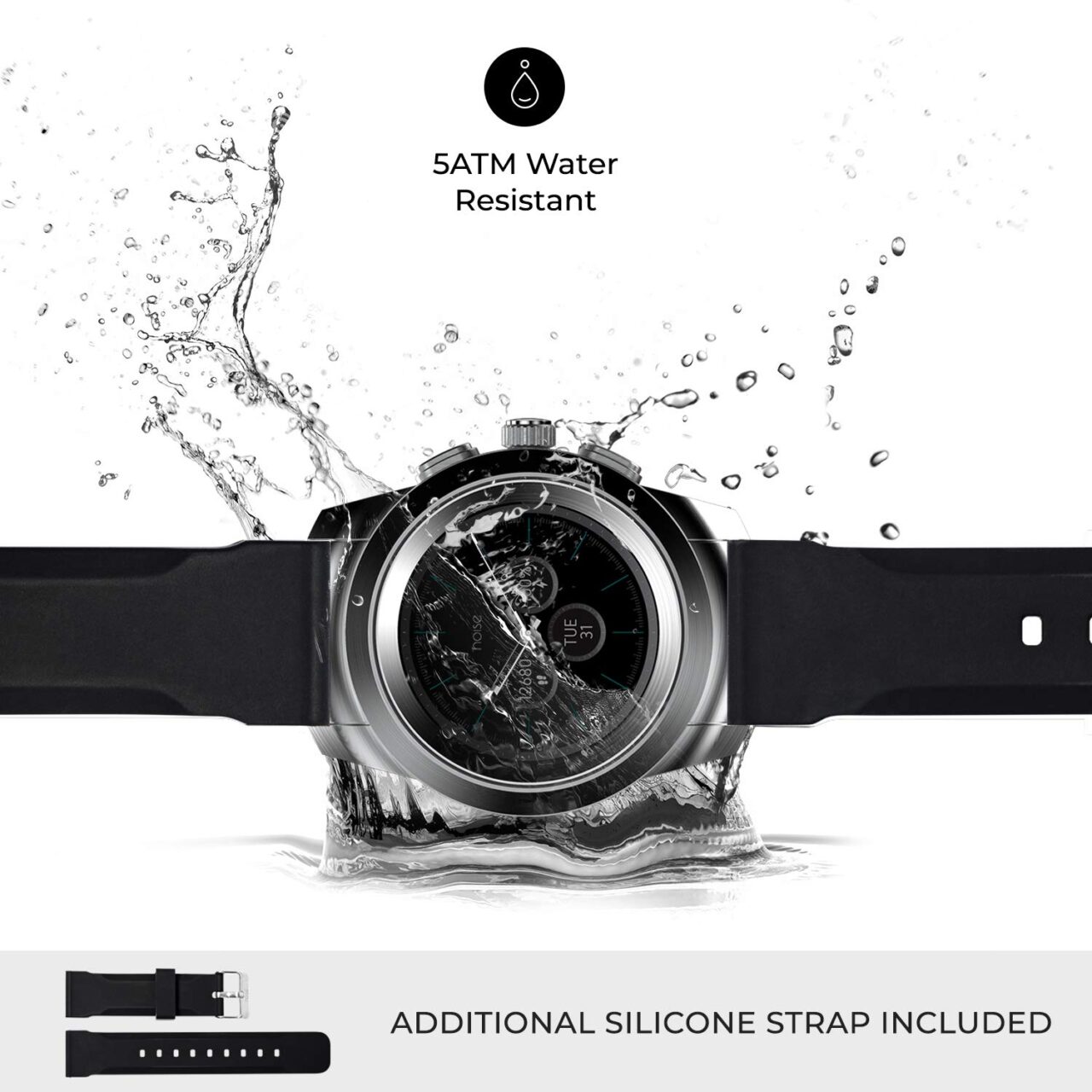 Noise NoiseFit Fusion Hybrid Smart Watch with Leather Strap (Vintage Brown) - Image 3
