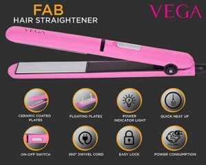 VEGA Fab Flat Hair Straightener VHSH-15 (Pink) - Image 5